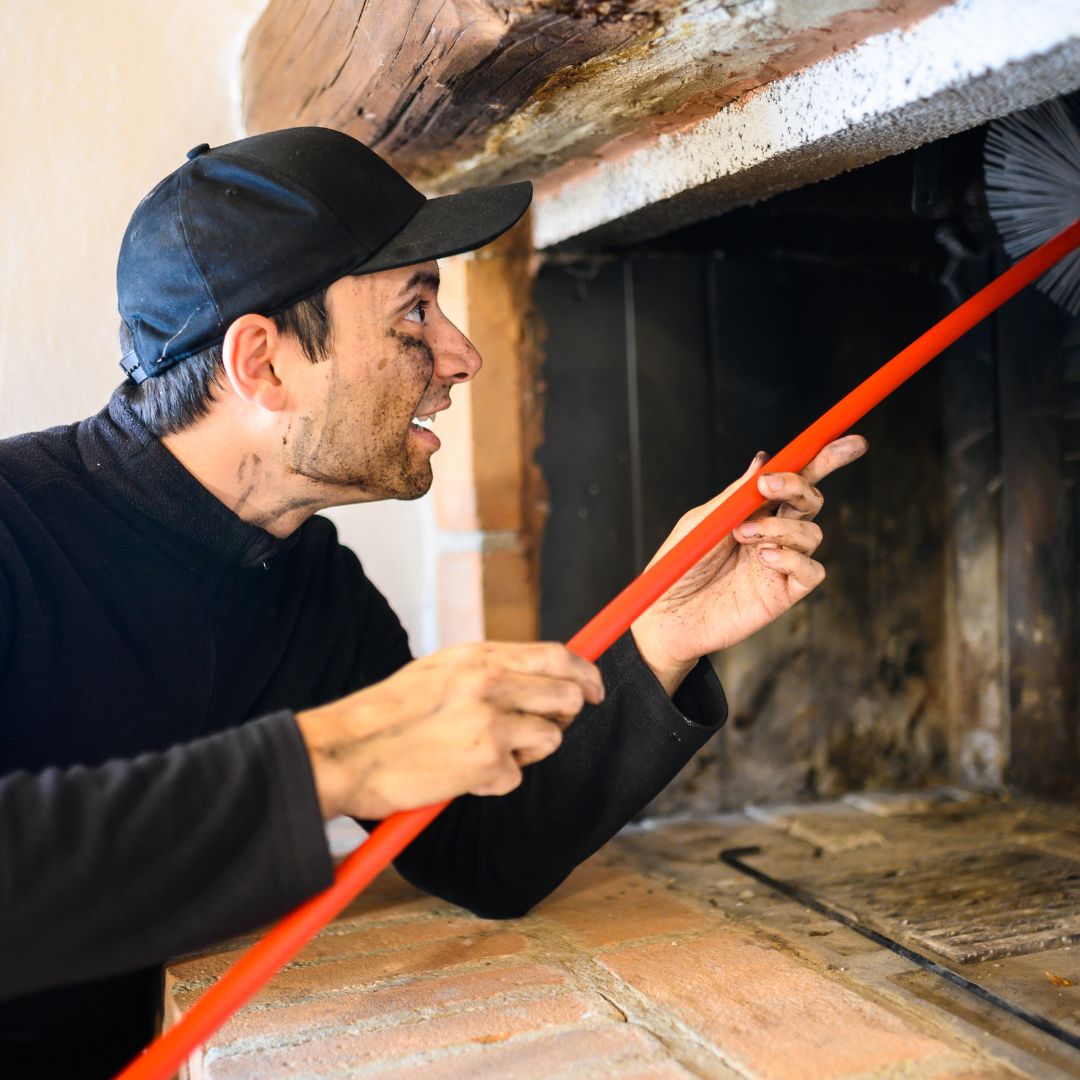 Sooty firebox before a Ventora chimney sweep