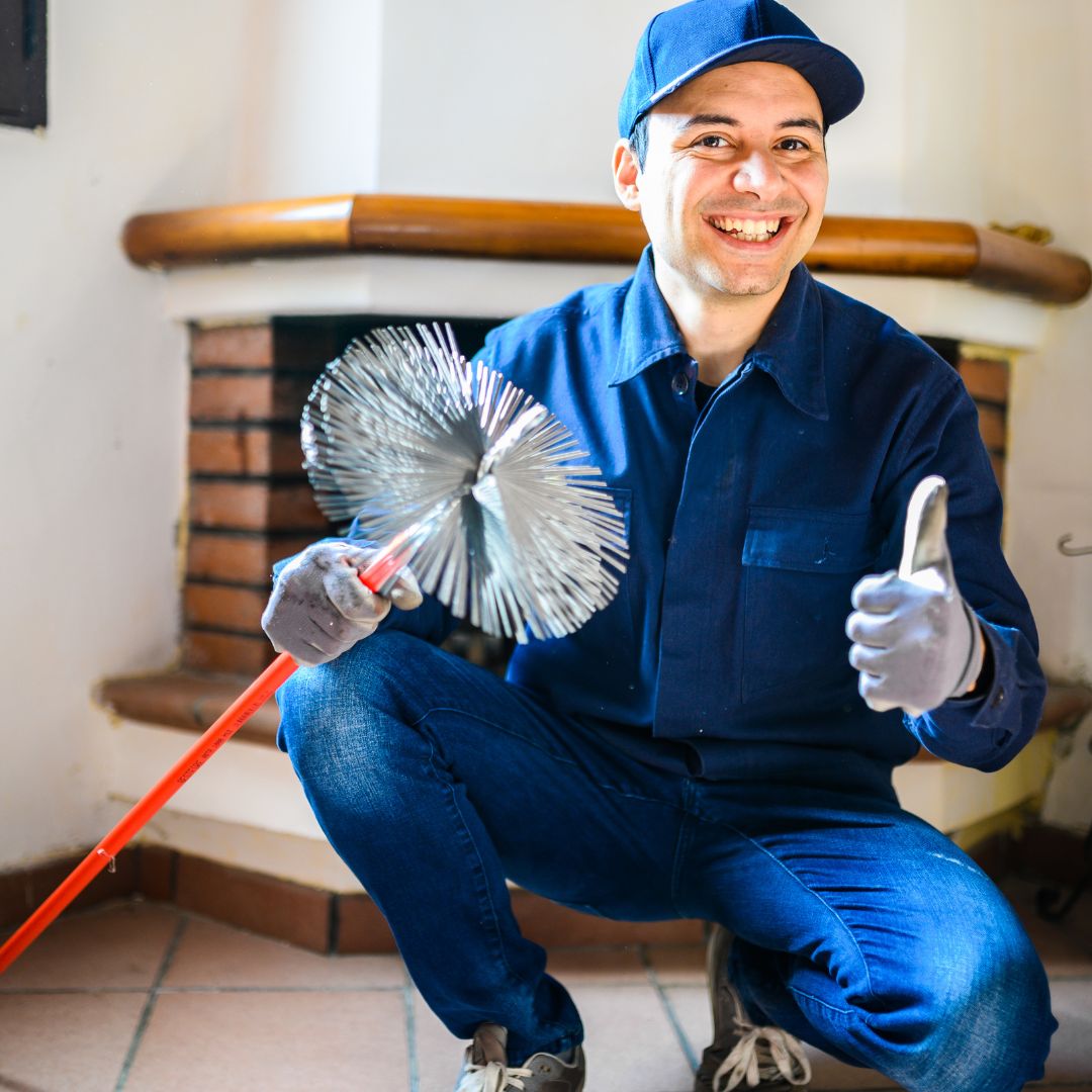 Friendly Ventora chimney sweep with brush — Twin Cities, MN